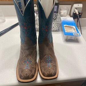 Tony Lama Blue and Brown Heeled Boots